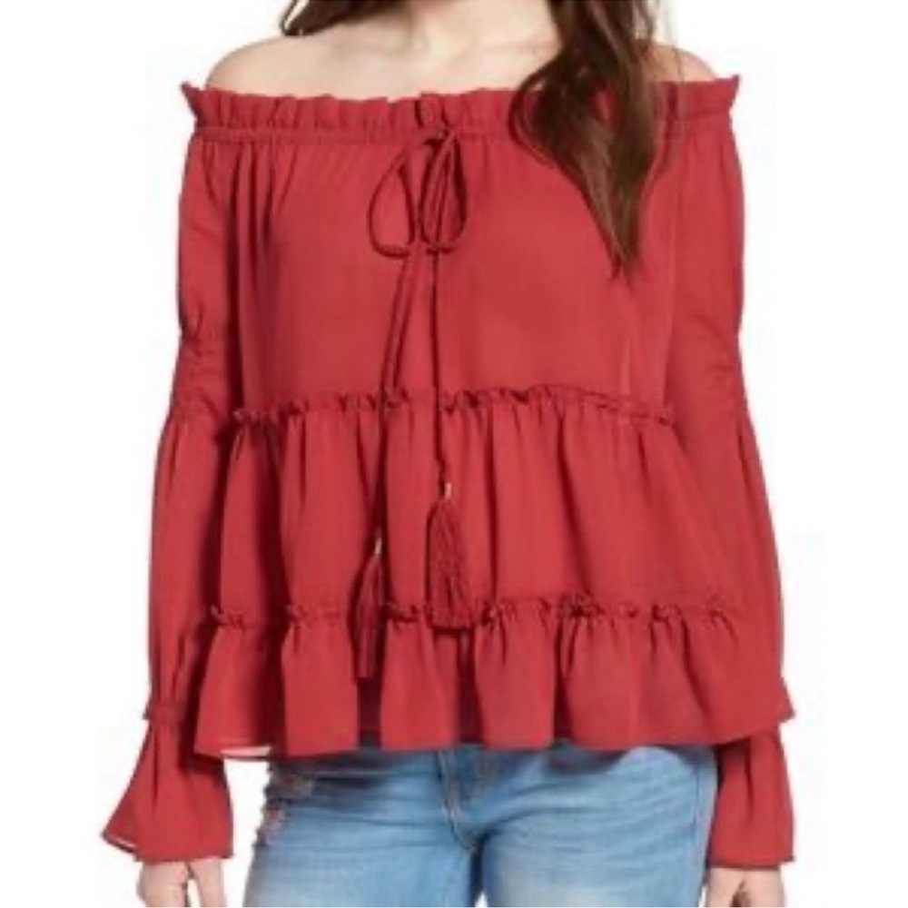 💗SUN & SHADOW Off the Shoulder Flowy Blouse